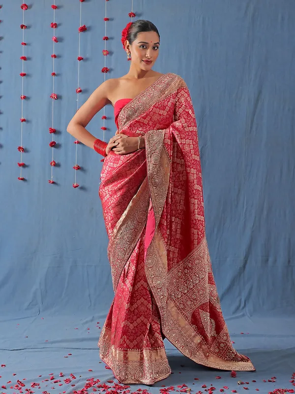 Amazing red silk saree