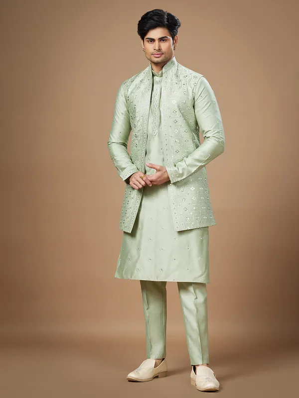 Amazing silk green indowestern