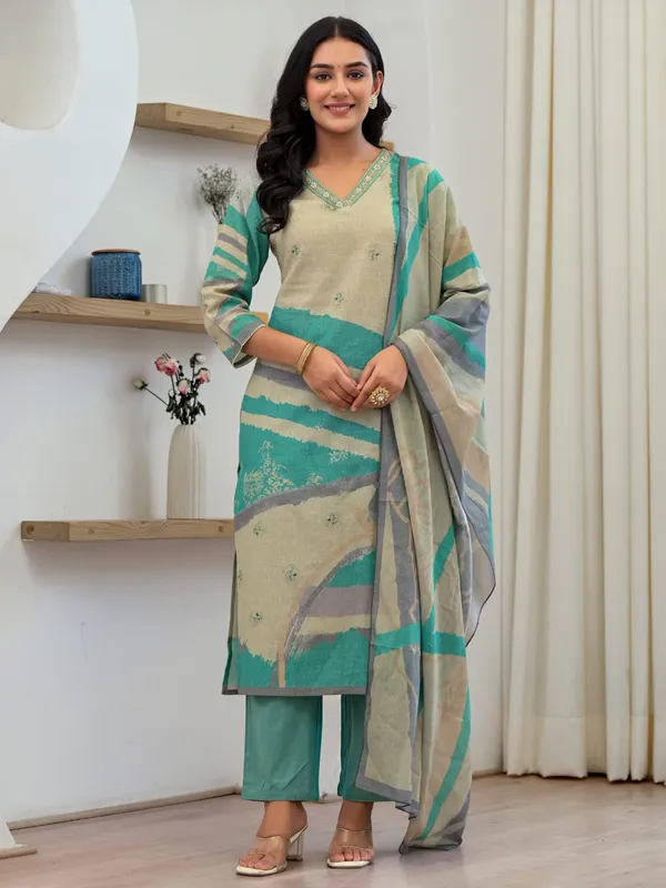 Amazing sky blue cotton kurti set