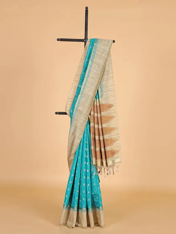 Aqua art semi silk zari weaving saree for women