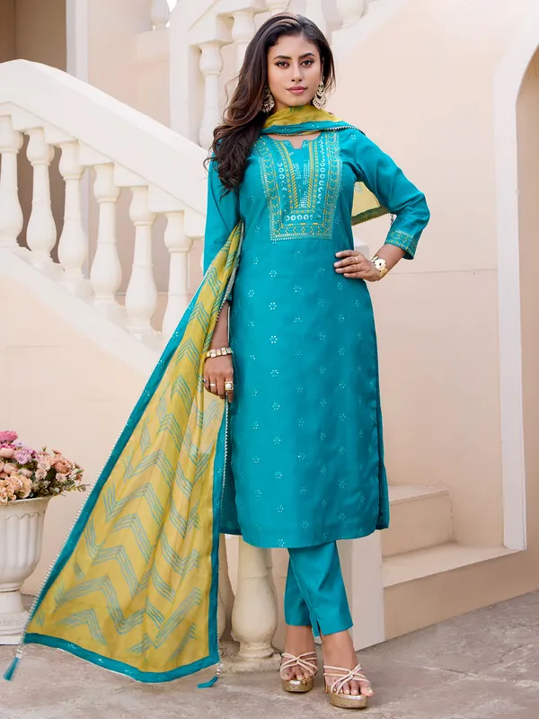 Aqua silk festival wear salwar suit