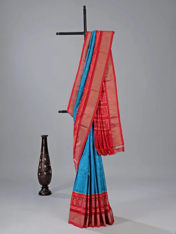 Aqua zari weaving patola silk saree for wedding charm