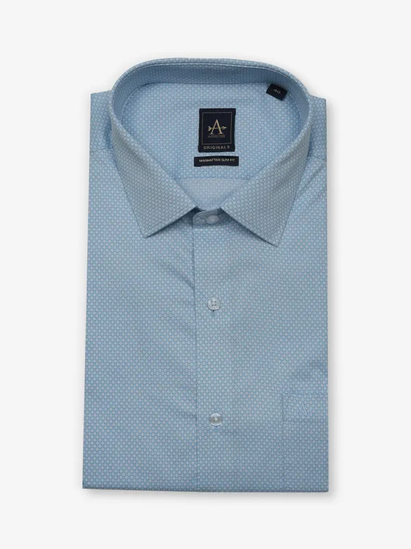 ARROW aqua textured cotton shirt