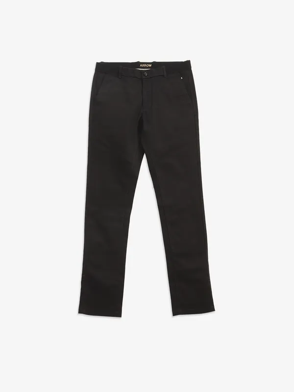 ARROW black slim fit cotton solid trouser