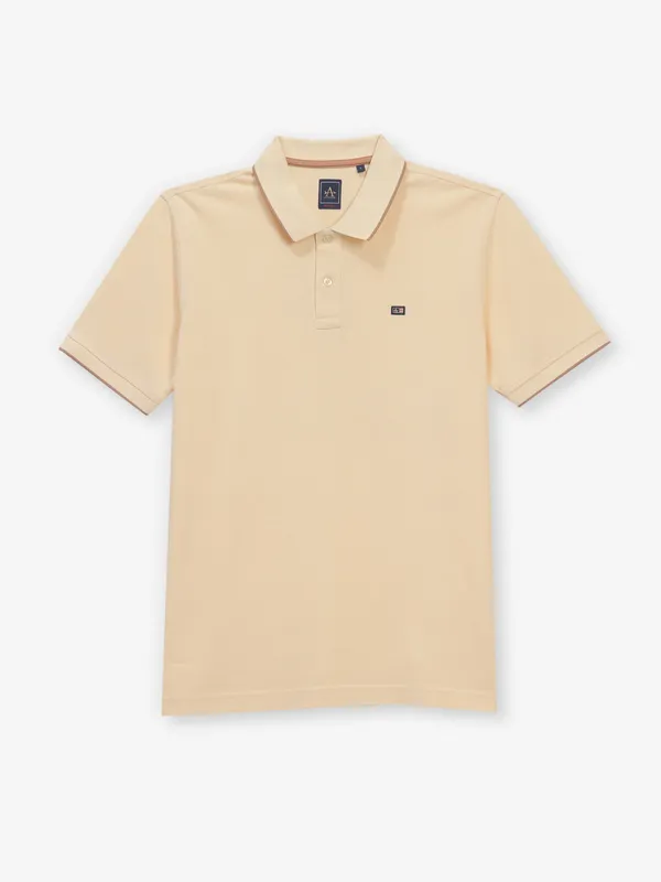 ARROW cream plain cotton polo t-shirt