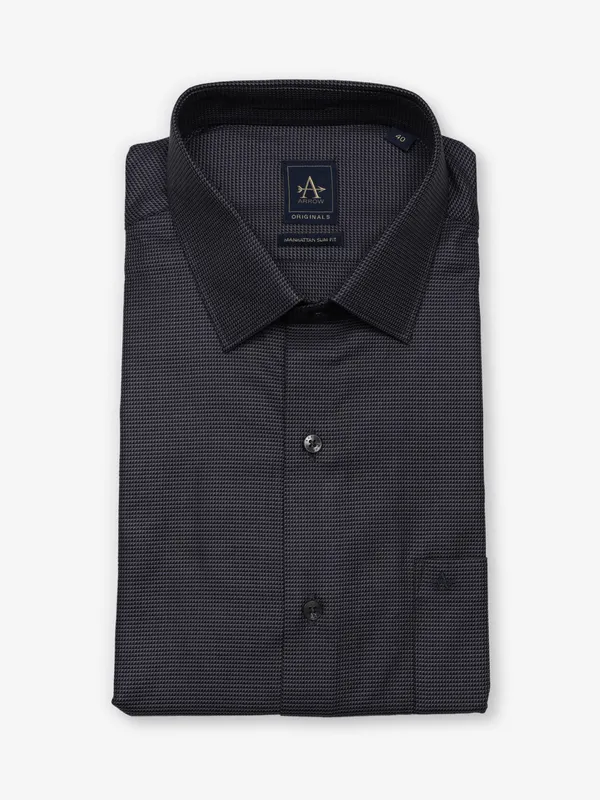 ARROW dark grey textred cotton shirt