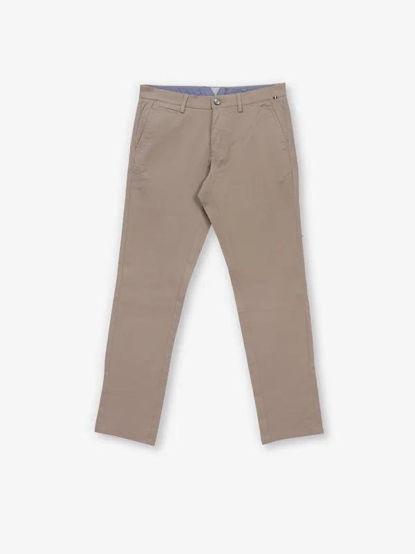 ARROW dark khaki solid cotton trouser