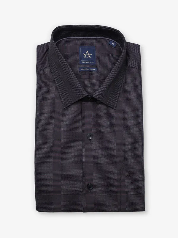 ARROW dark purple checks cotton shirt