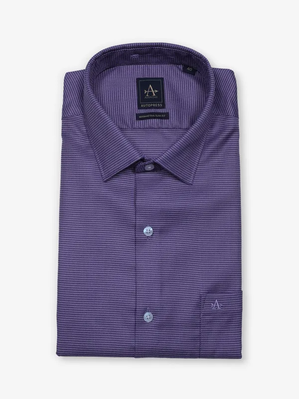 ARROW dark purple cotton textured shirt