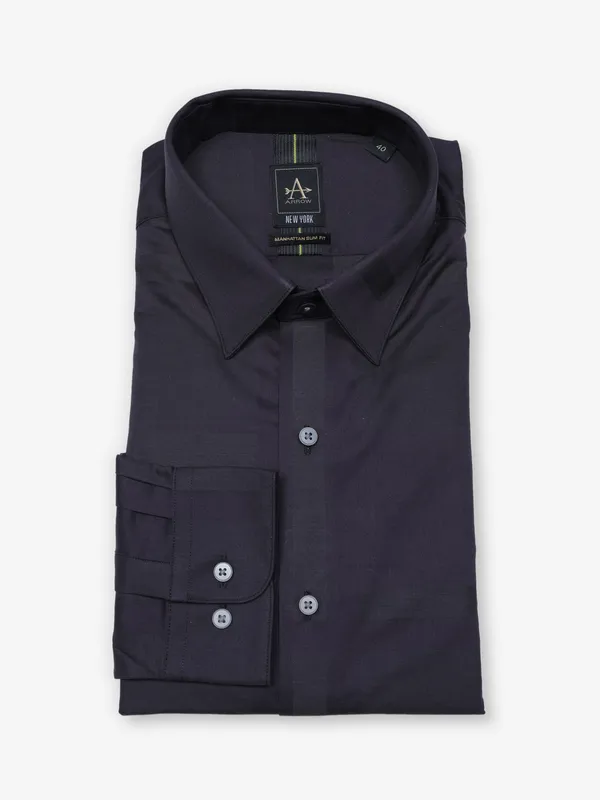 ARROW dark purple printed cotton shirt