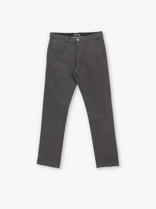 ARROW deep olive solid cotton trouser