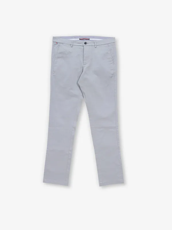 ARROW light grey solid cotton trouser