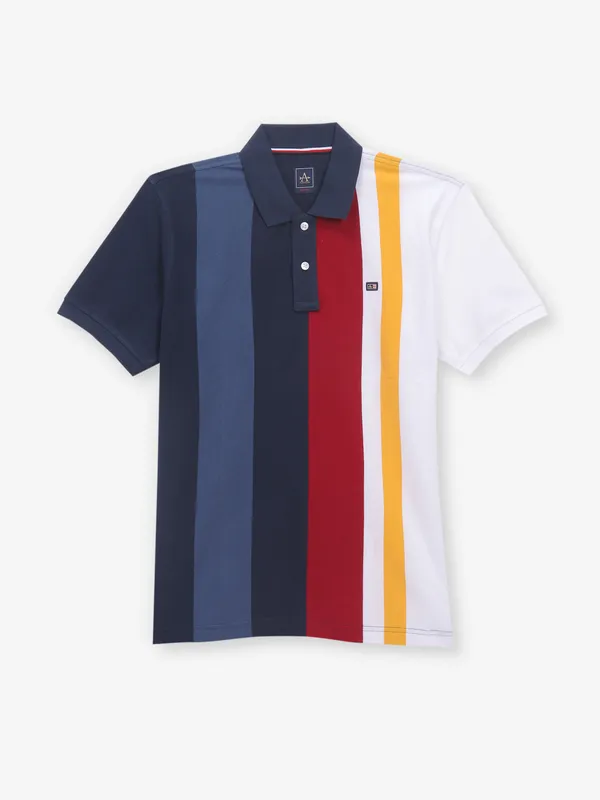 ARROW navy color block cotton t-shirt