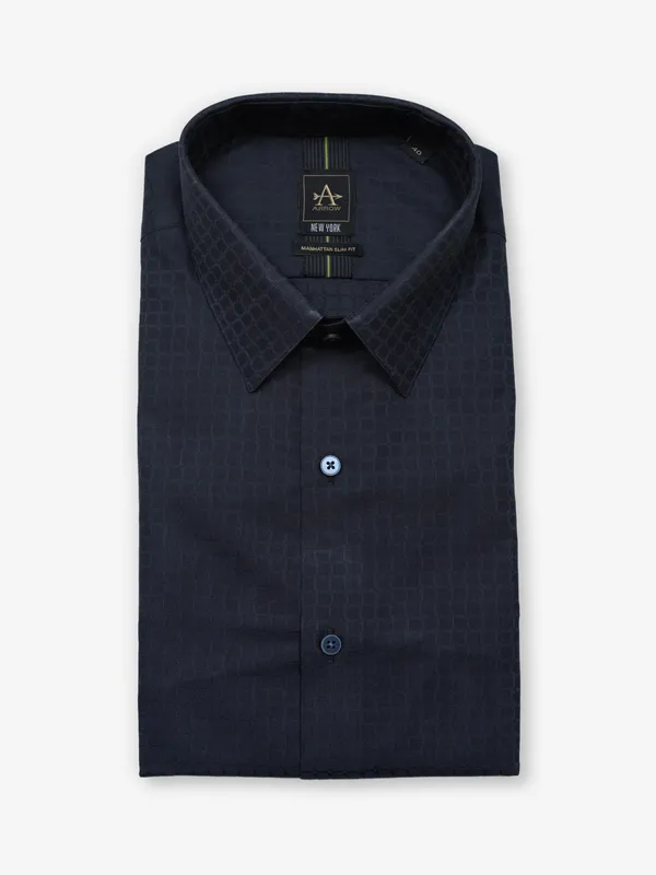 ARROW navy cotton texture shirt