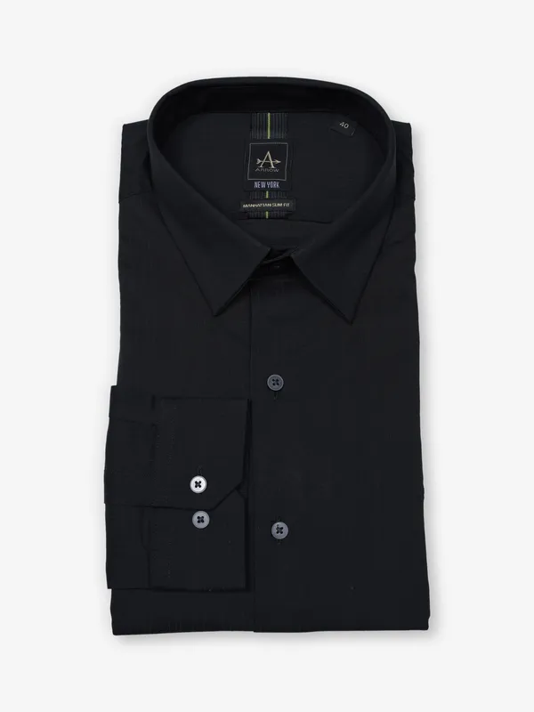 ARROW plain black cotton shirt