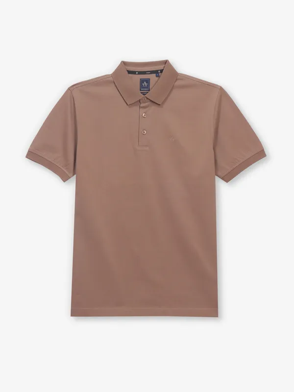ARROW plain brown cotton polo t-shirt