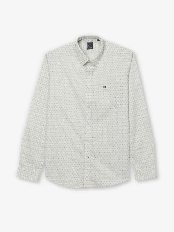 ARROW printed off white slim fit casual wear shirt