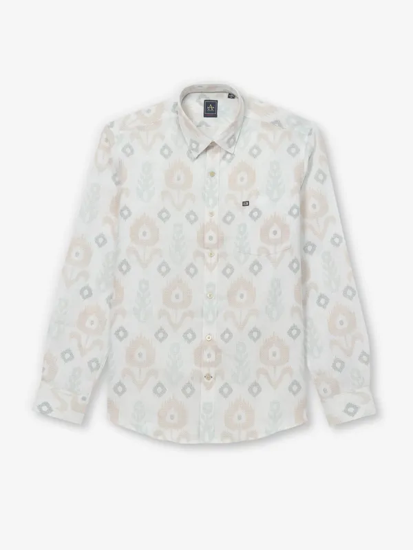 ARROW printed white mens casual shirt
