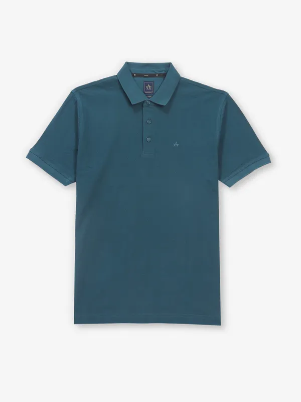 ARROW rama blue texture cotton polo t-shirt