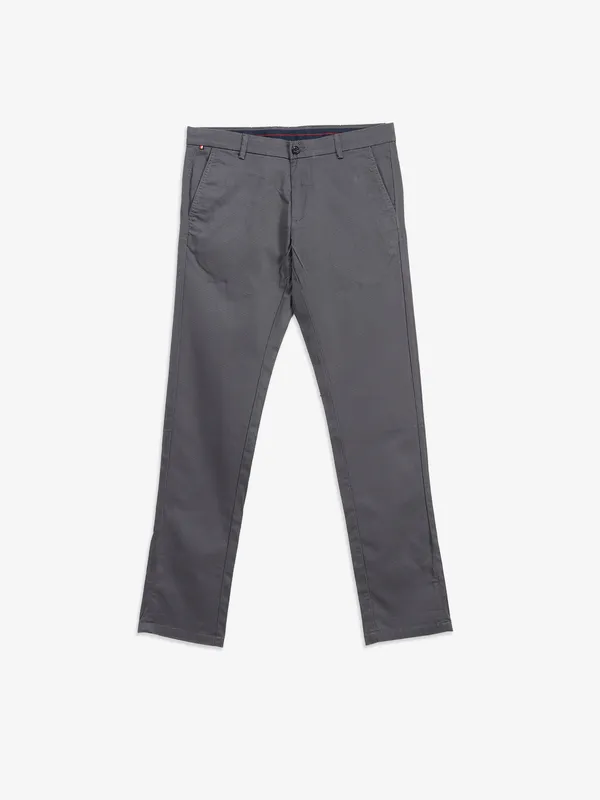 ARROW solid grey cotton trouser