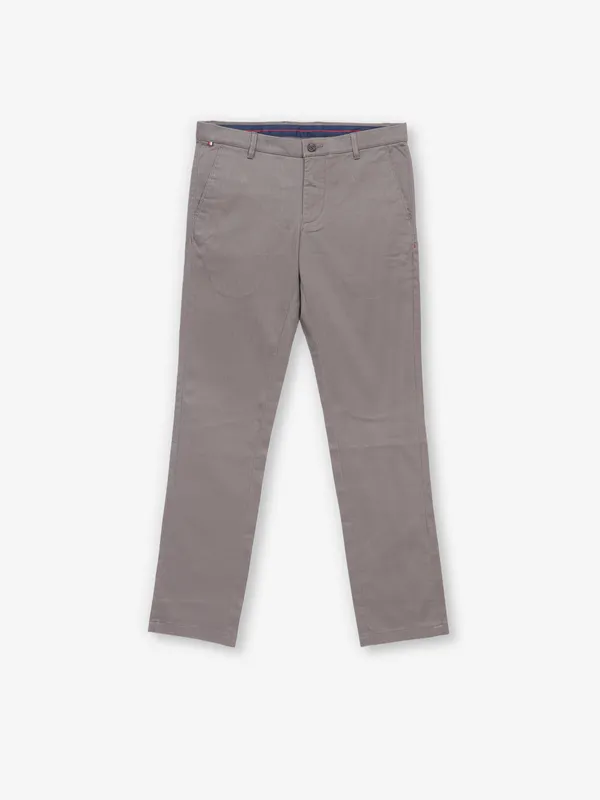 ARROW solid grey cotton trouser for men