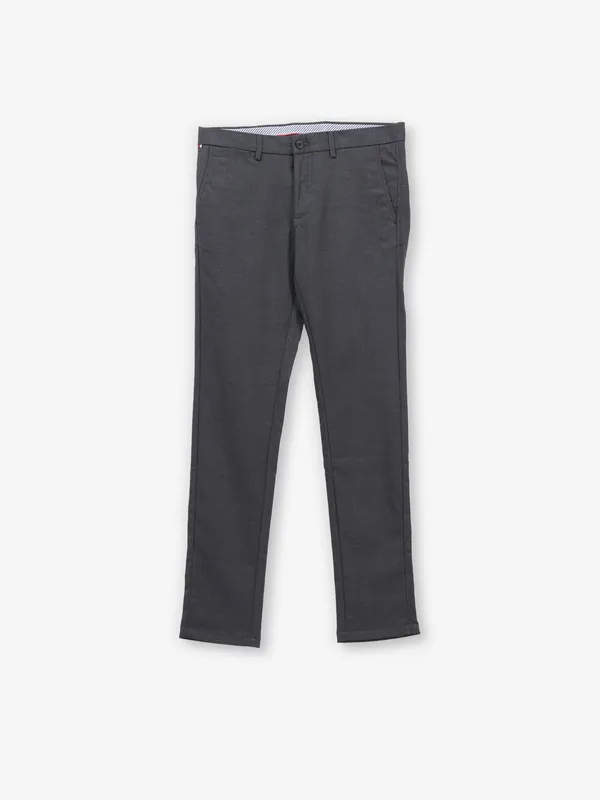 ARROW solid stone grey slim fit trouser in cotton