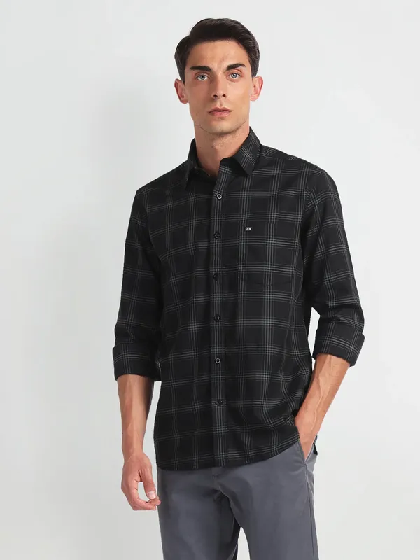 ARROW SPORT black checks cotton shirt