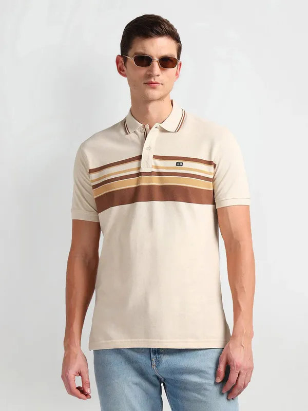 ARROW SPORT cream polo t-shirt