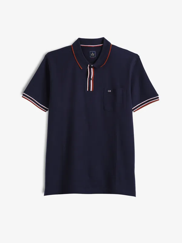 ARROW SPORT navy plain cotton polo t-shirt