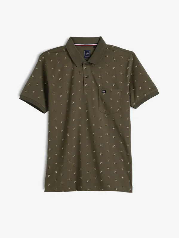 ARROW SPORT olive printed cotton t-shirt