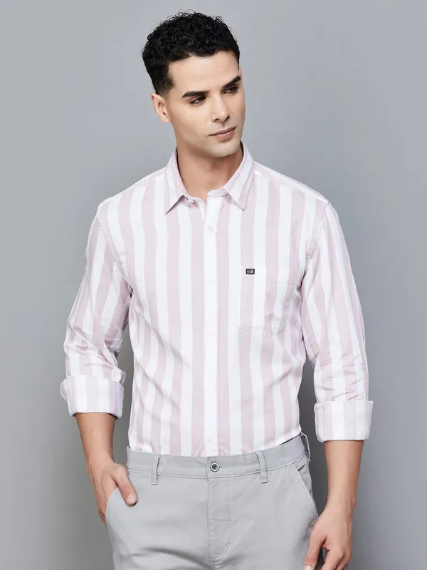 ARROW SPORT striped pink casual shirt for men
