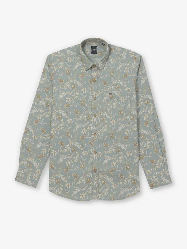 ARROW stone grey printed cotton shirt