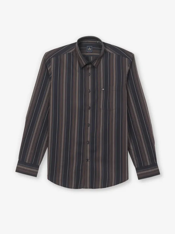 ARROW striped brown cotton casual wear shirt