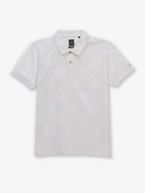 ARROW texture off-white cotton polo t-shirt