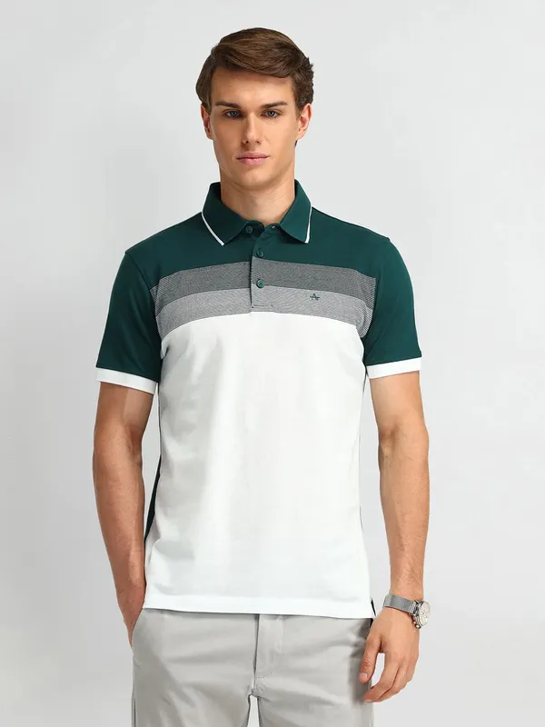 ARROW white and forest green polo t-shirt