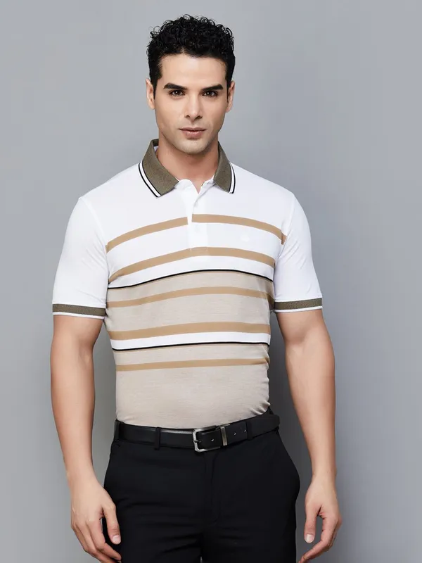 ARROW white striped polo t-shirt for men