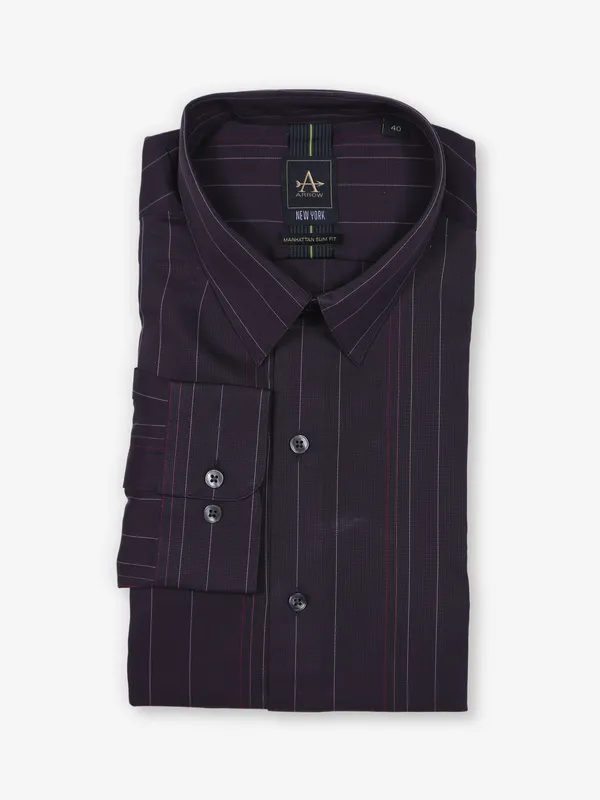 ARROW wine stripe cotton shirt
