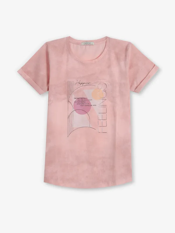 ASTRON pink printed cotton t-shirt
