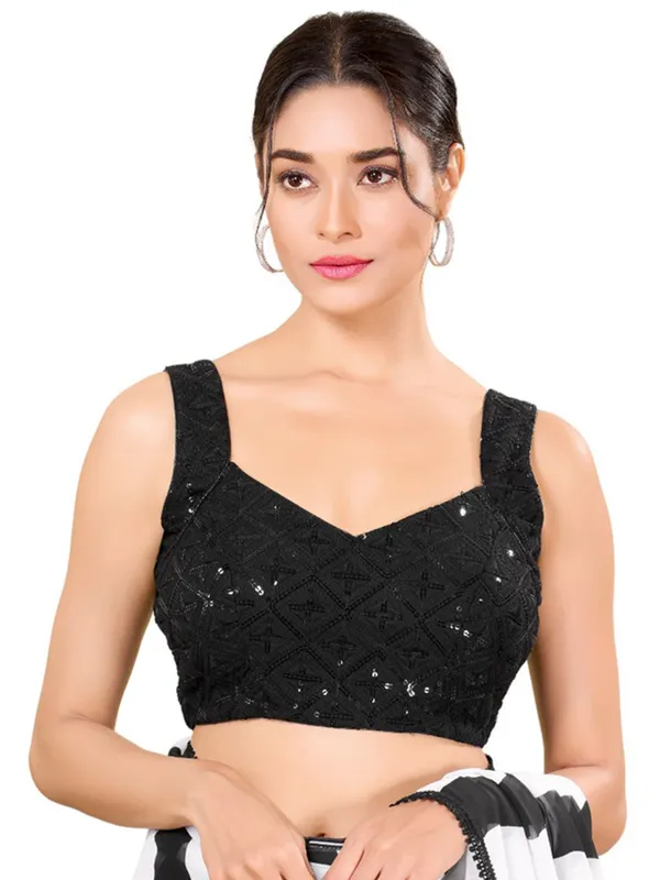 Attractive black georgette ready made blouse