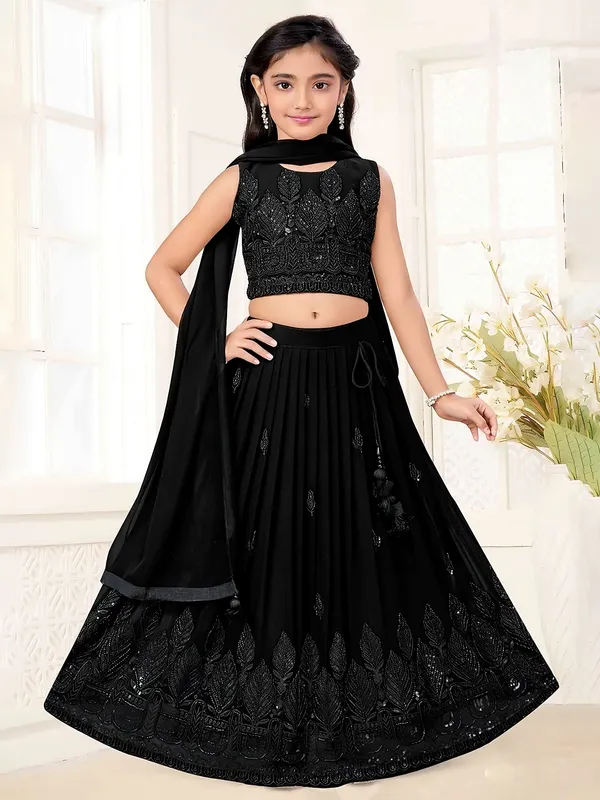 Attractive black silk lehenga choli for girls