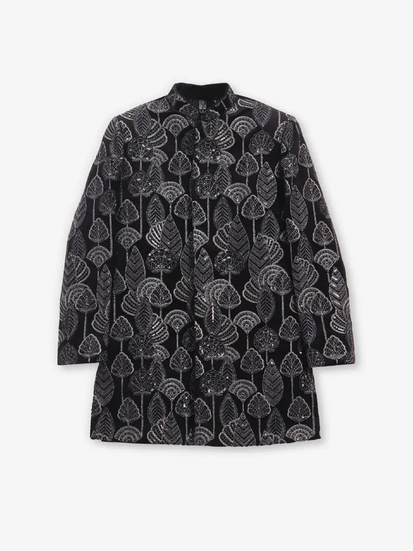 Attractive black velevt indowestern for boys