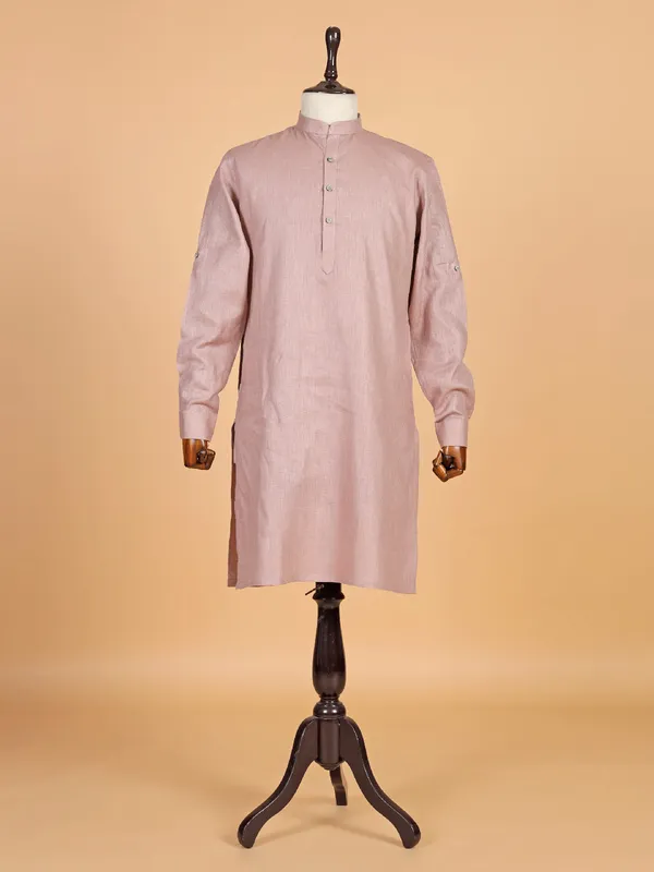 Attractive light brown cotton kurta suit