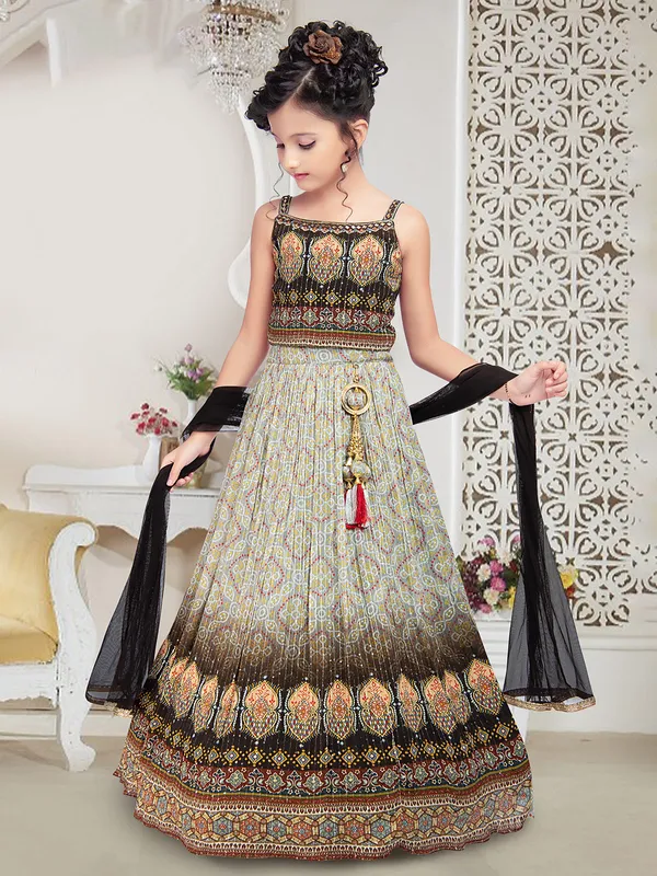 Attractive light grey georgette wedding lehenga choli