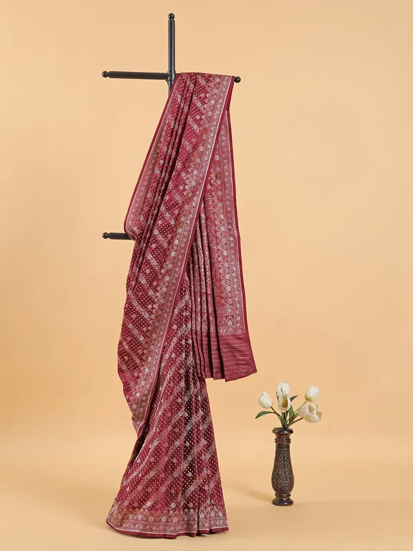 Attractive maroon banarasi silk saree