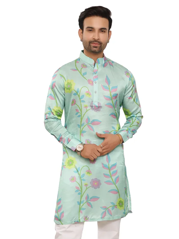 Attractive mint green printed kurta