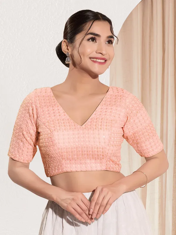 Attractive peach polyester ready made blouse