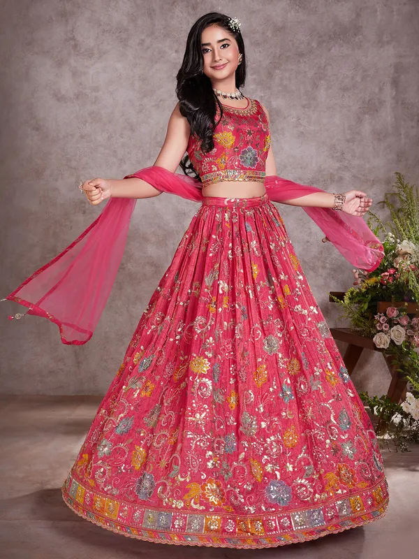 Attractive red silk lehenga choli for girls