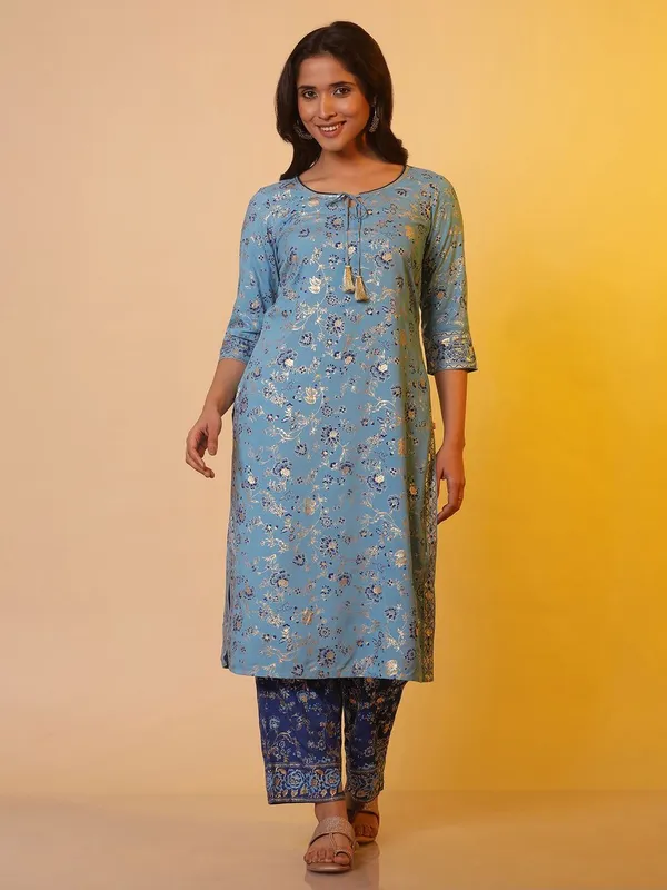 AURELIA Latest blue silk casual wear kurti