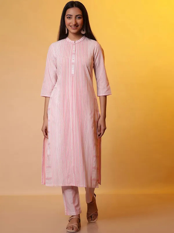AURELIA light pink stripe cotton palazzo set