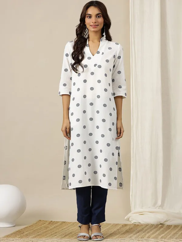 AURELIA white polka printed kurti